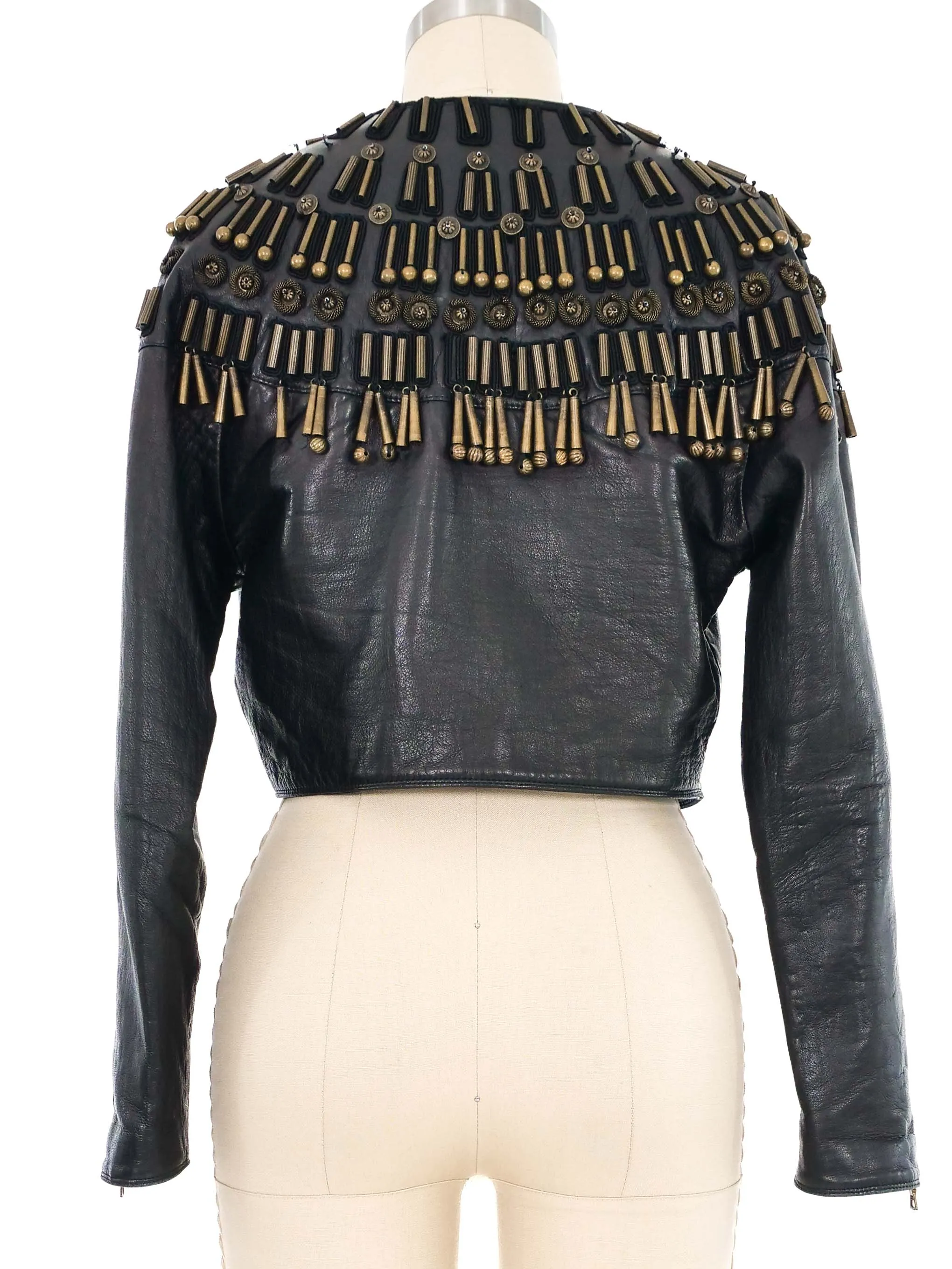 1990 Gianni Versace Cropped Embellished Leather Jacket