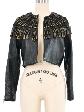 1990 Gianni Versace Cropped Embellished Leather Jacket