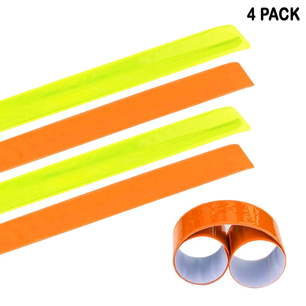 4 Pack Reflective Bands Running Gear Adjustable Arm Wrist Ankle Leg Safety Night