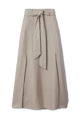 Abigail High Rise Linen Midi Skirt
