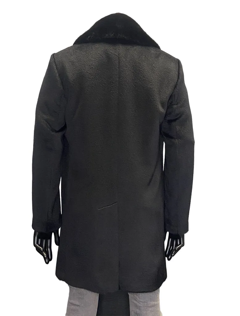 ALPACA OVERCOAT WITH DETACHABLE MINK COLLAR - HISO