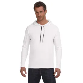 Anvil Men's White Lightweight Long-Sleeve Hooded T-Shirt