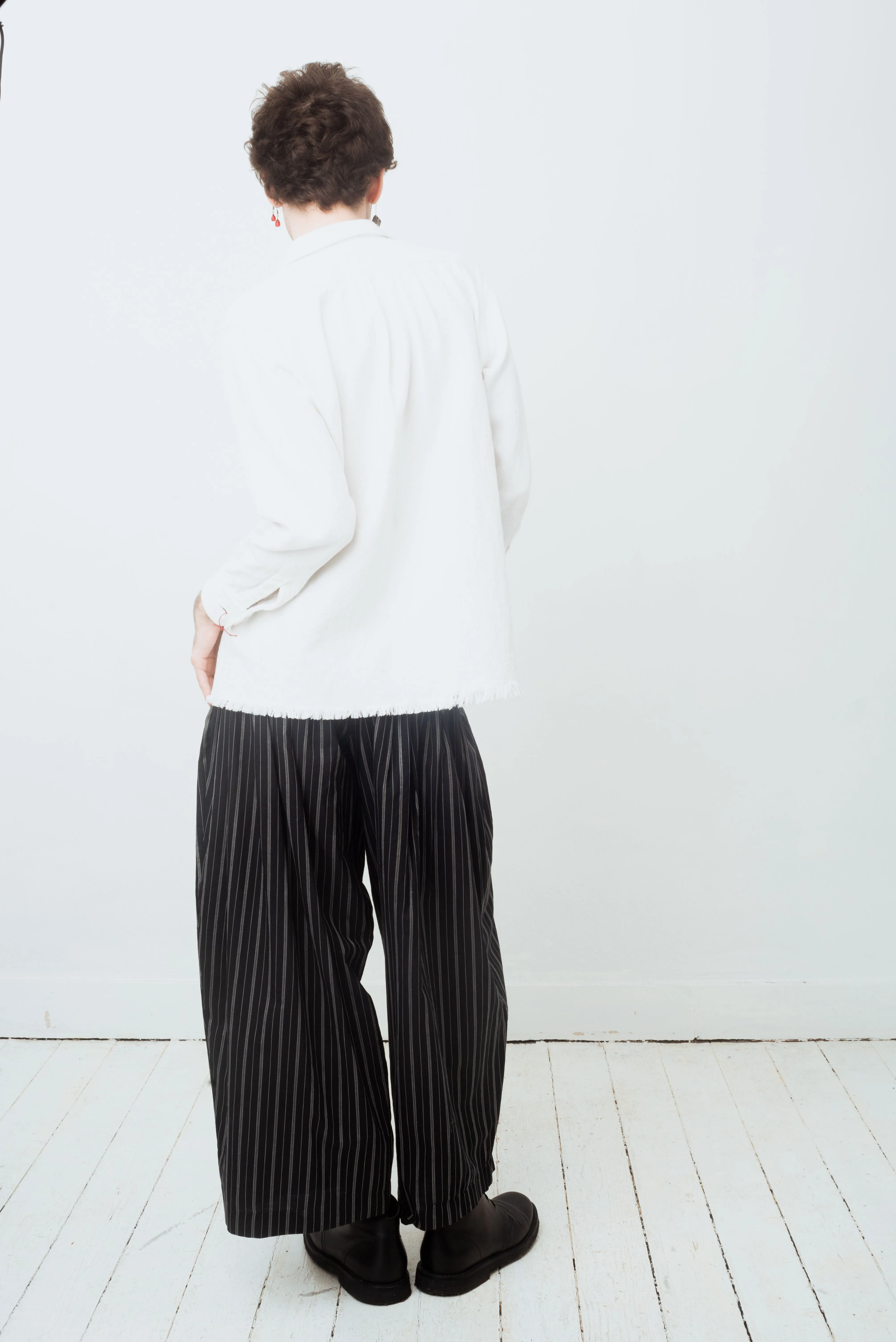 Armani 80's striped cotton navy balloon trousers