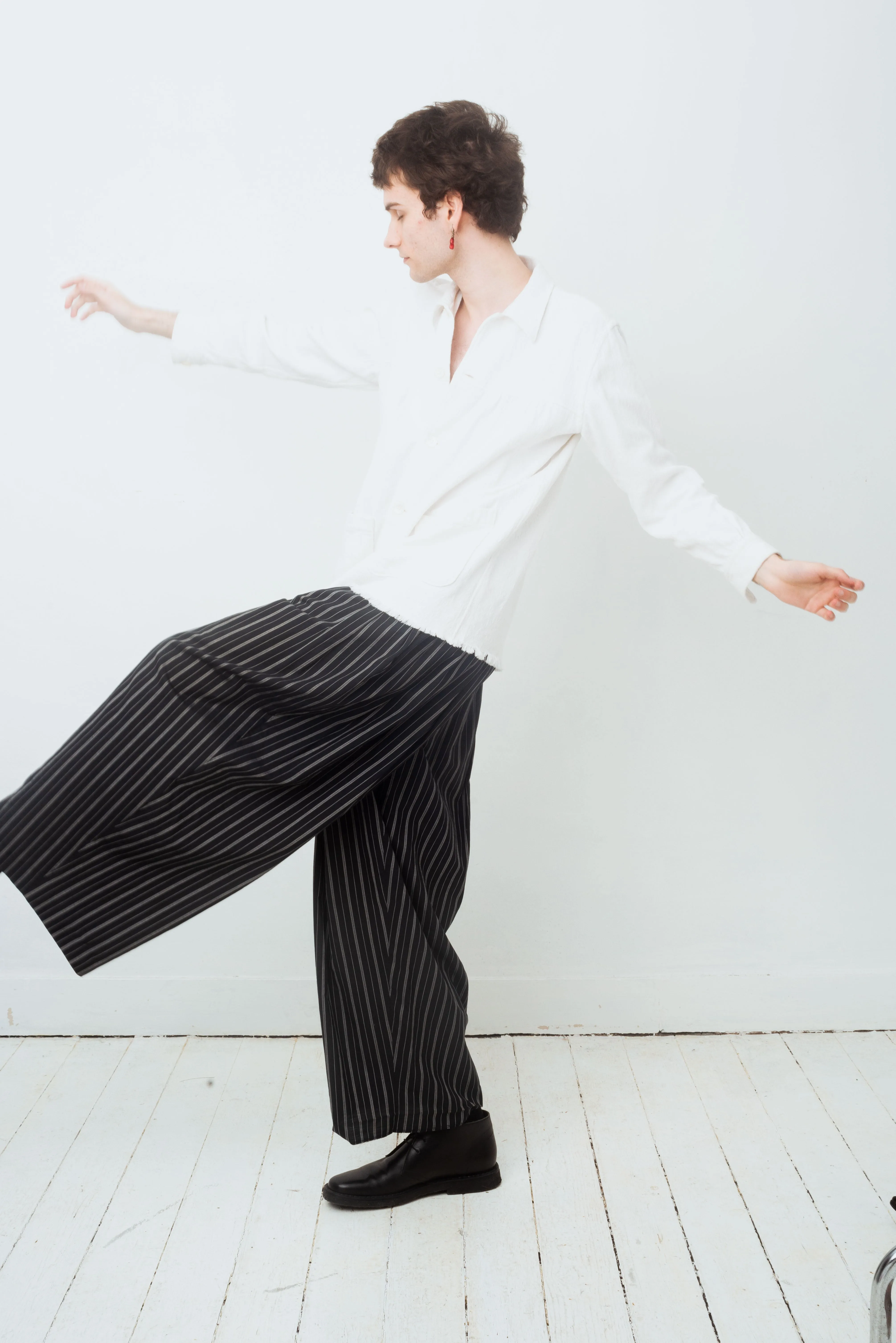 Armani 80's striped cotton navy balloon trousers