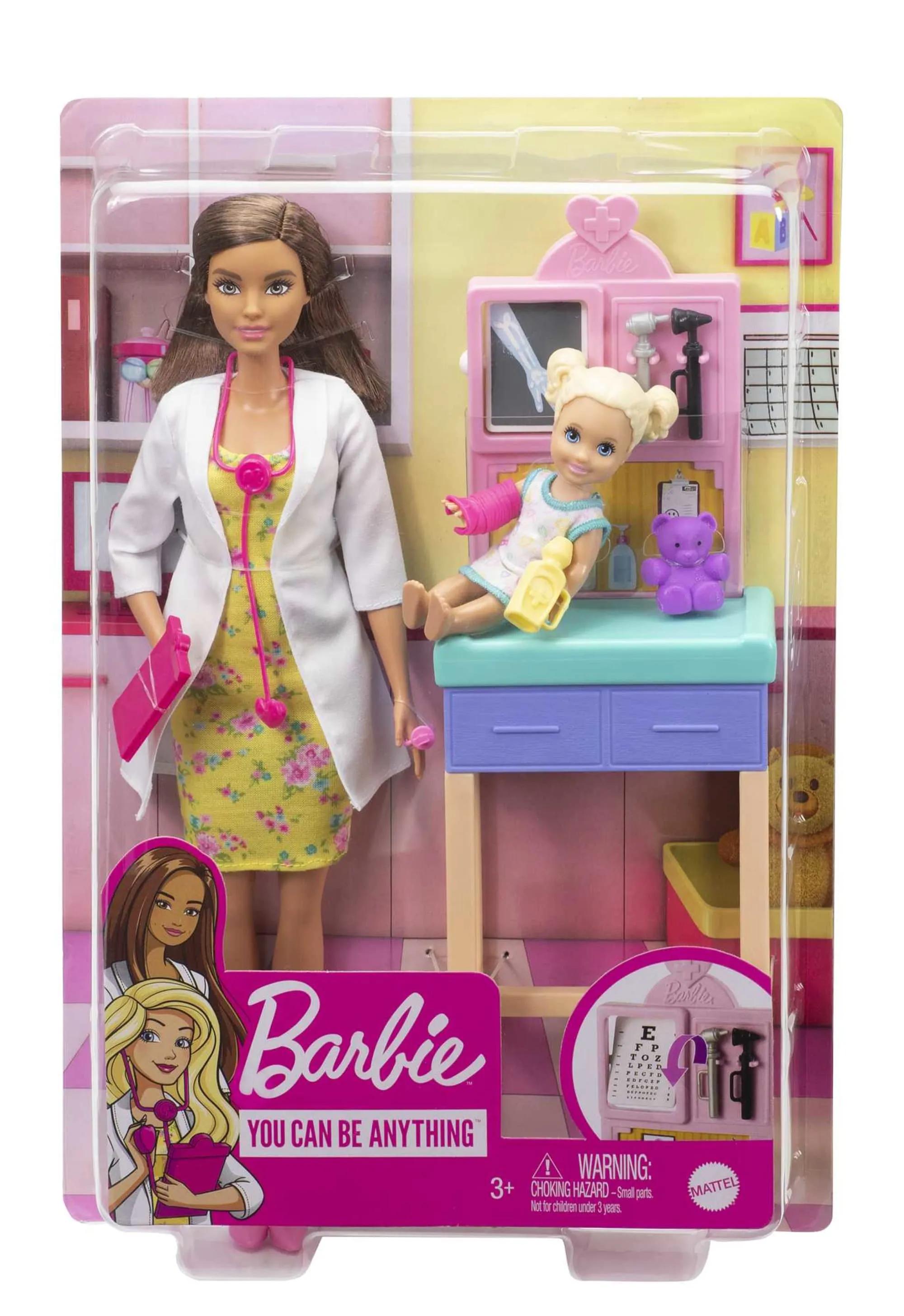 Barbie Pediatrician Playset, Brunette Doll (12-In/30.40-Cm), Ages 3 Years Old & Up