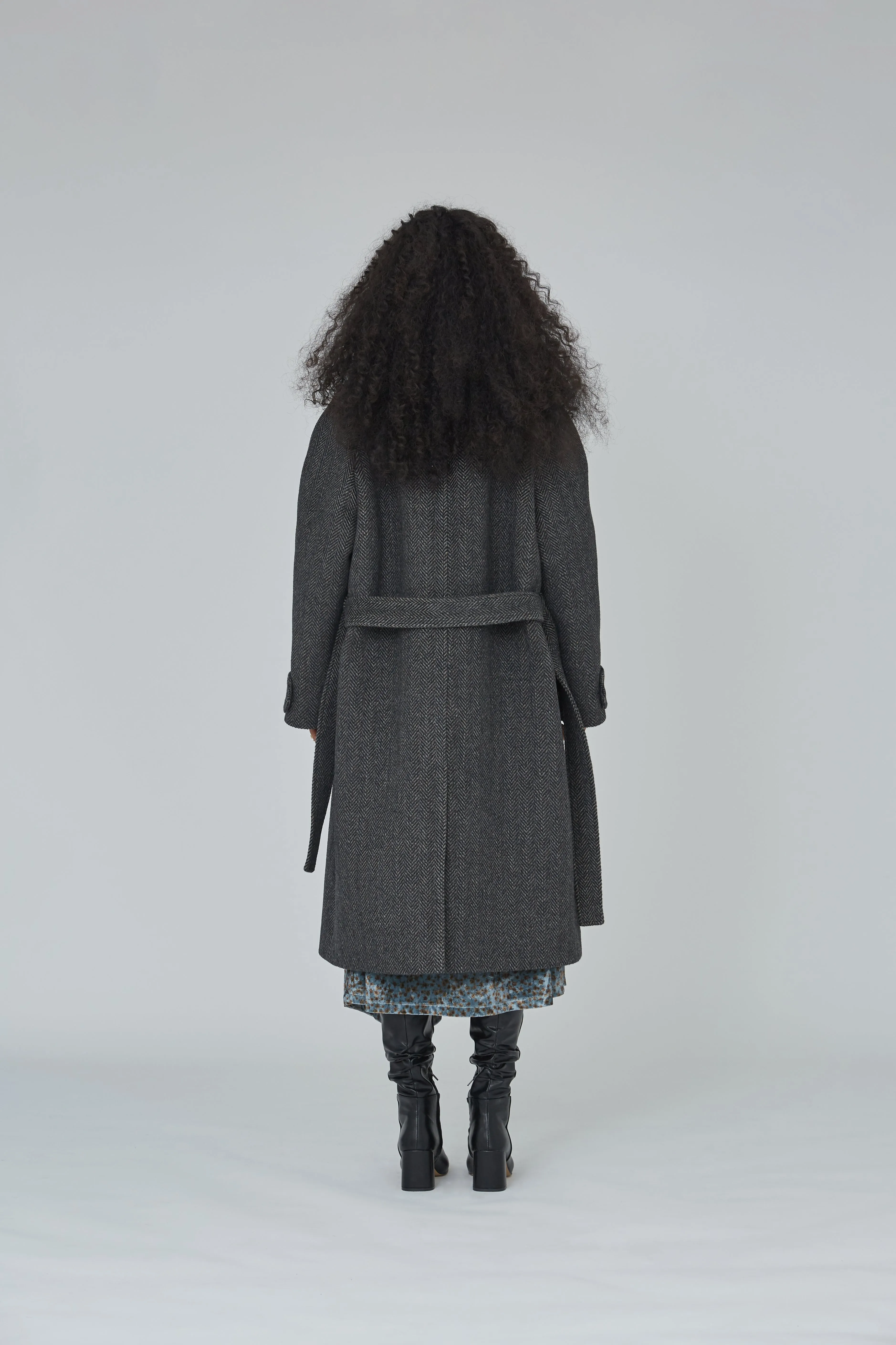 Belted wool blend overcoat