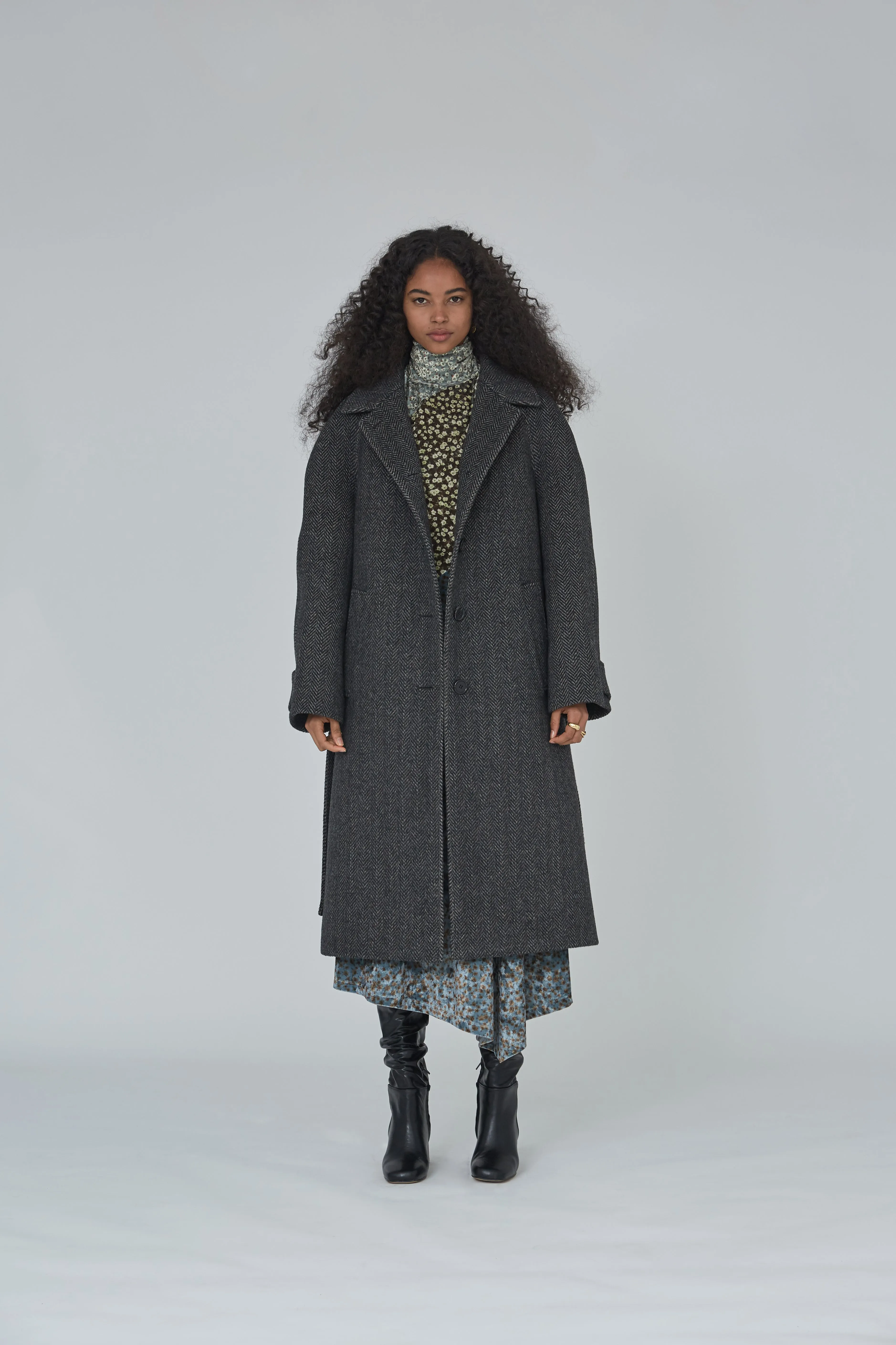 Belted wool blend overcoat