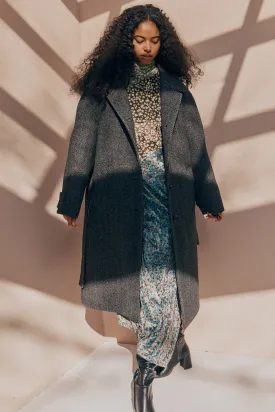 Belted wool blend overcoat