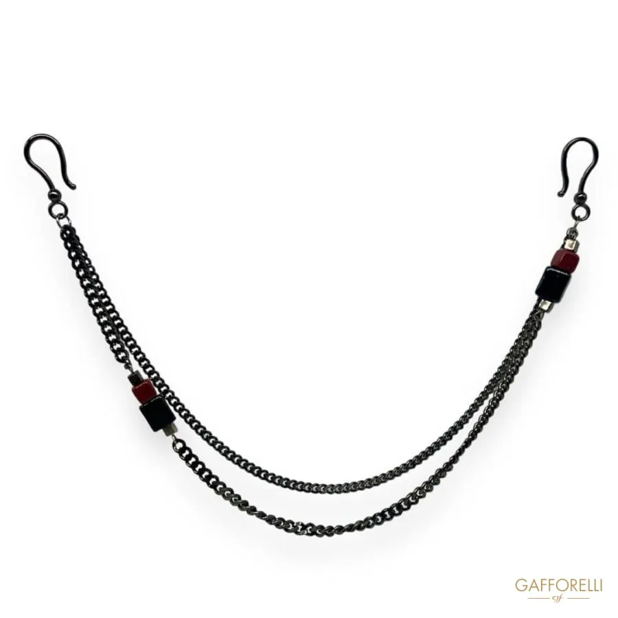 Black and Red Men's Trouser Chain- Art. U237- Gafforelli Srl