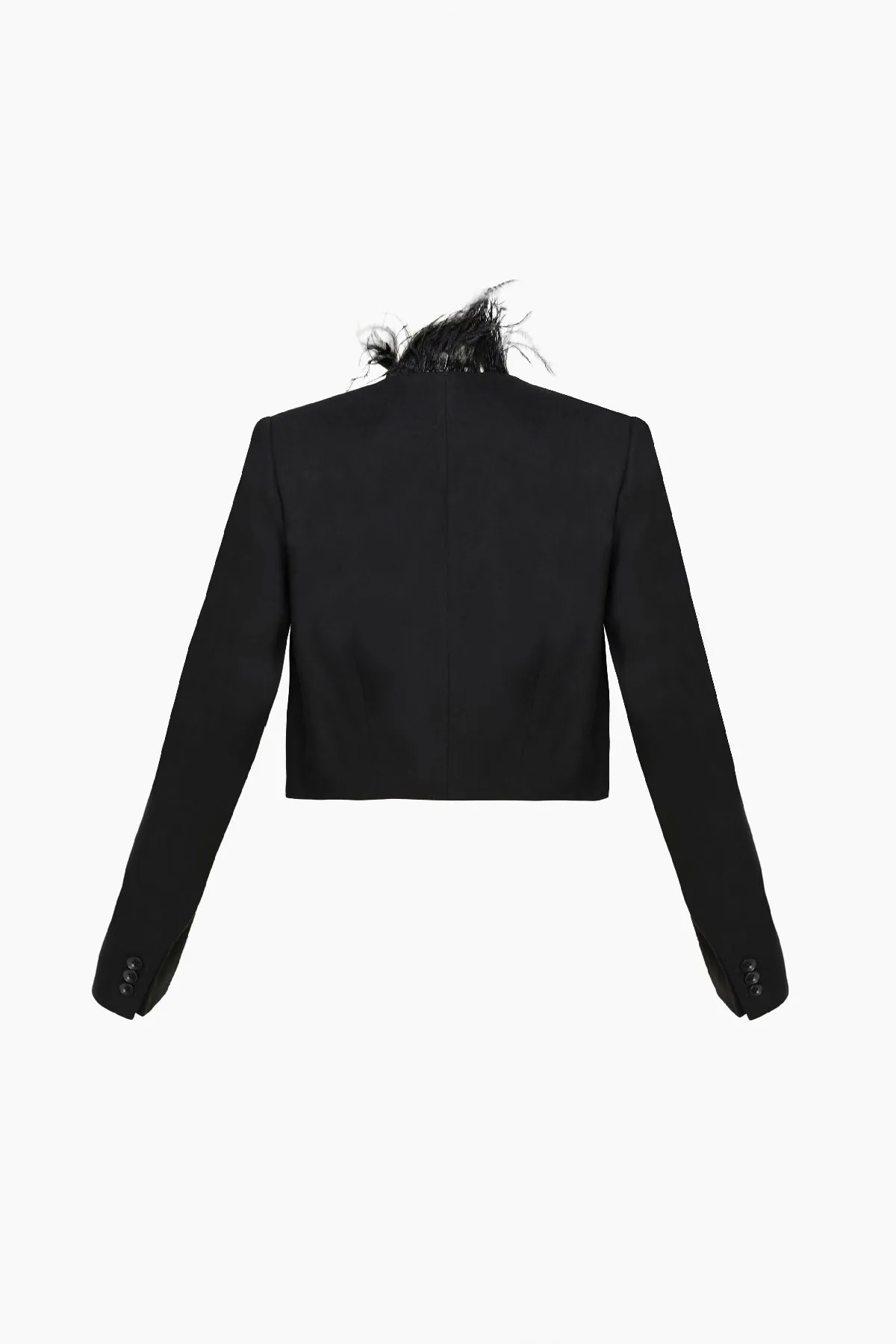 Black Tailored Twill Cropped Blazer