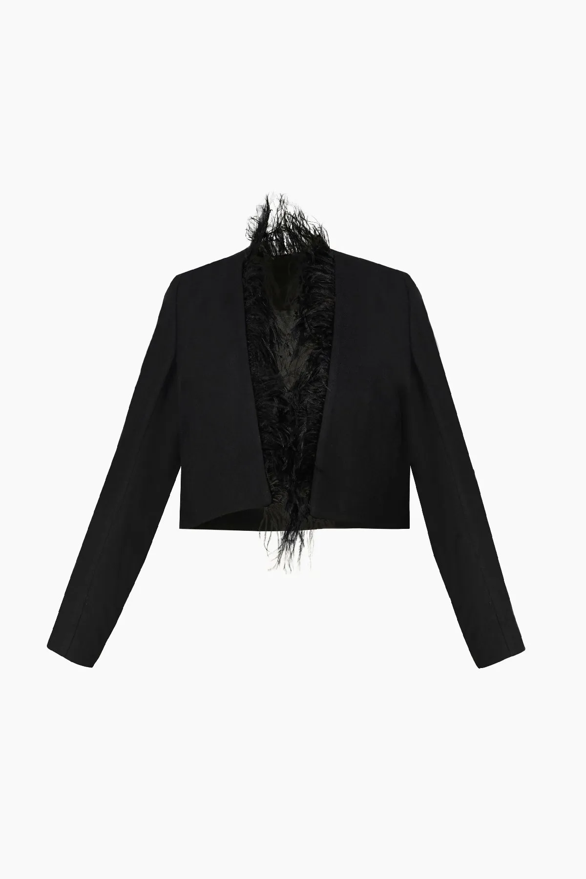Black Tailored Twill Cropped Blazer