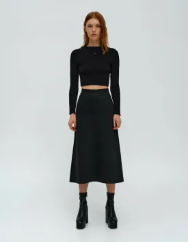 Black Wool Mid-length Skirt