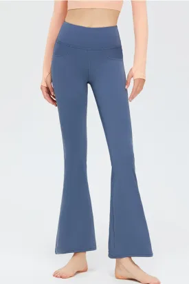 Blue Sport High Waist Stretch Pocket Flared Shaping Yoga Pants