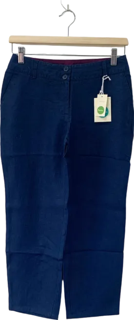 Boden Navy Wide-Leg Linen Trousers UK 6P