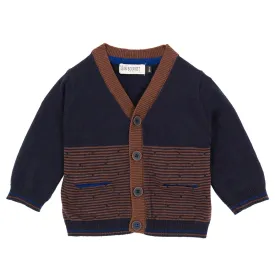 Boys Brown Striped Cardigan