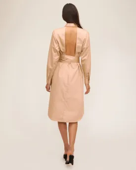 Brett Cotton U-Back Midi Dress in Latte