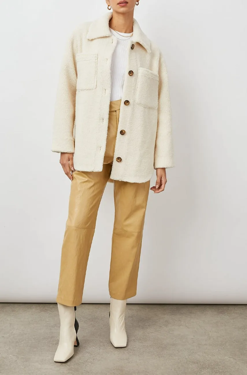 CONNIE SHIRT JACKET - IVORY TEDDY
