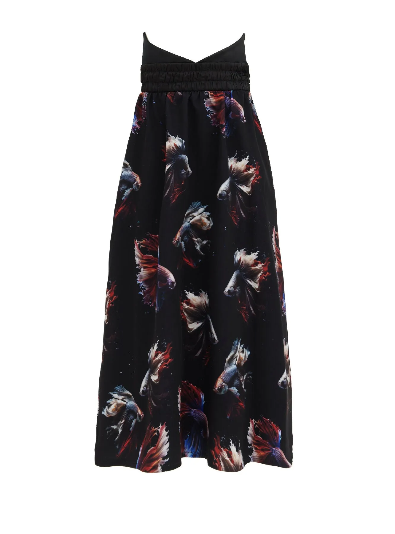 Corseted Print Flare Skirt Black