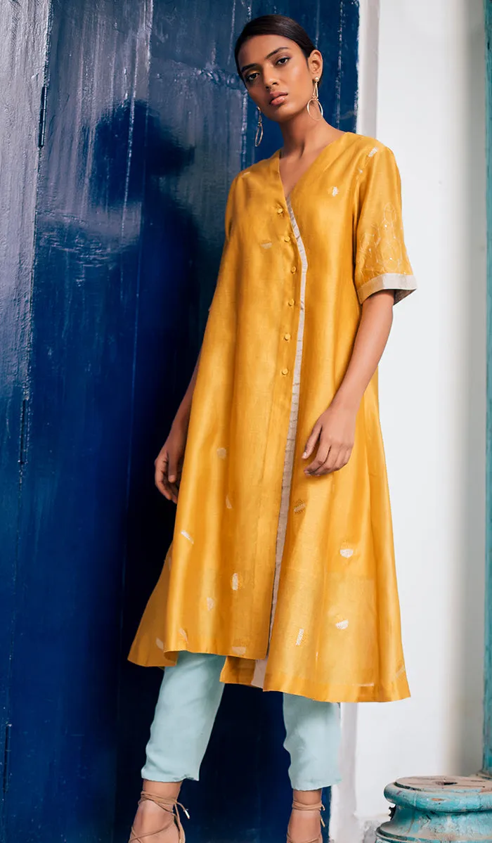 Dress/tunic Front open in Mustard
