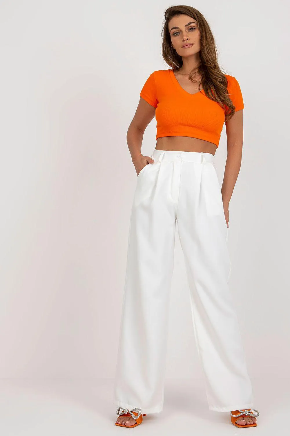 Elegant High-Waisted Pleated Trousers by Italian Moda