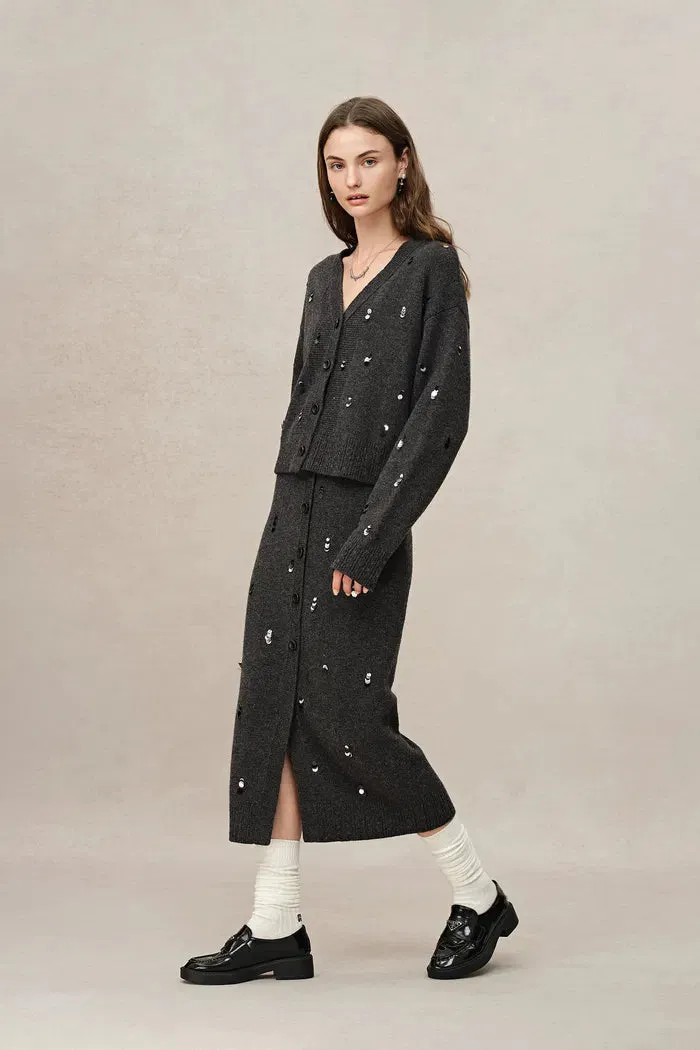 Emily Reflective Sequined Knit Cardigan