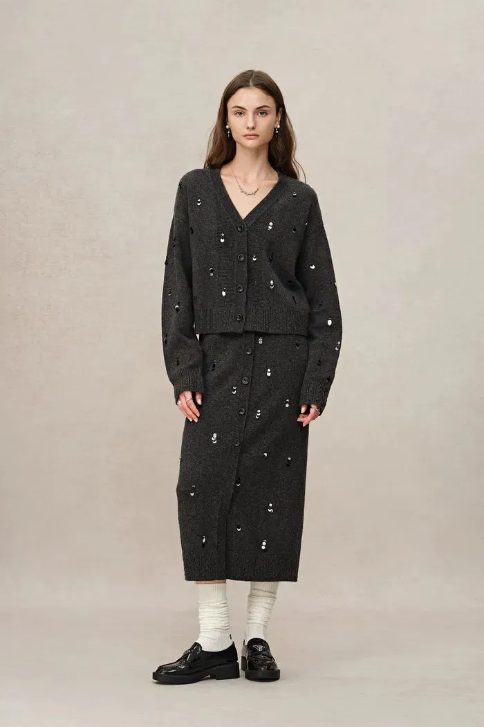 Emily Reflective Sequined Knit Cardigan