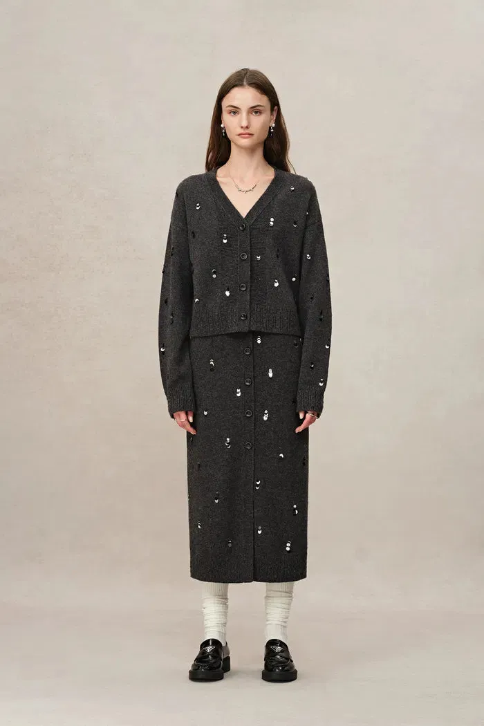 Emily Reflective Sequined Knit Cardigan