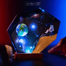 Epoxy Starry Night Night Light, Desk Decoration for Work, Bedroom, Handmade, Perfect as a Gift