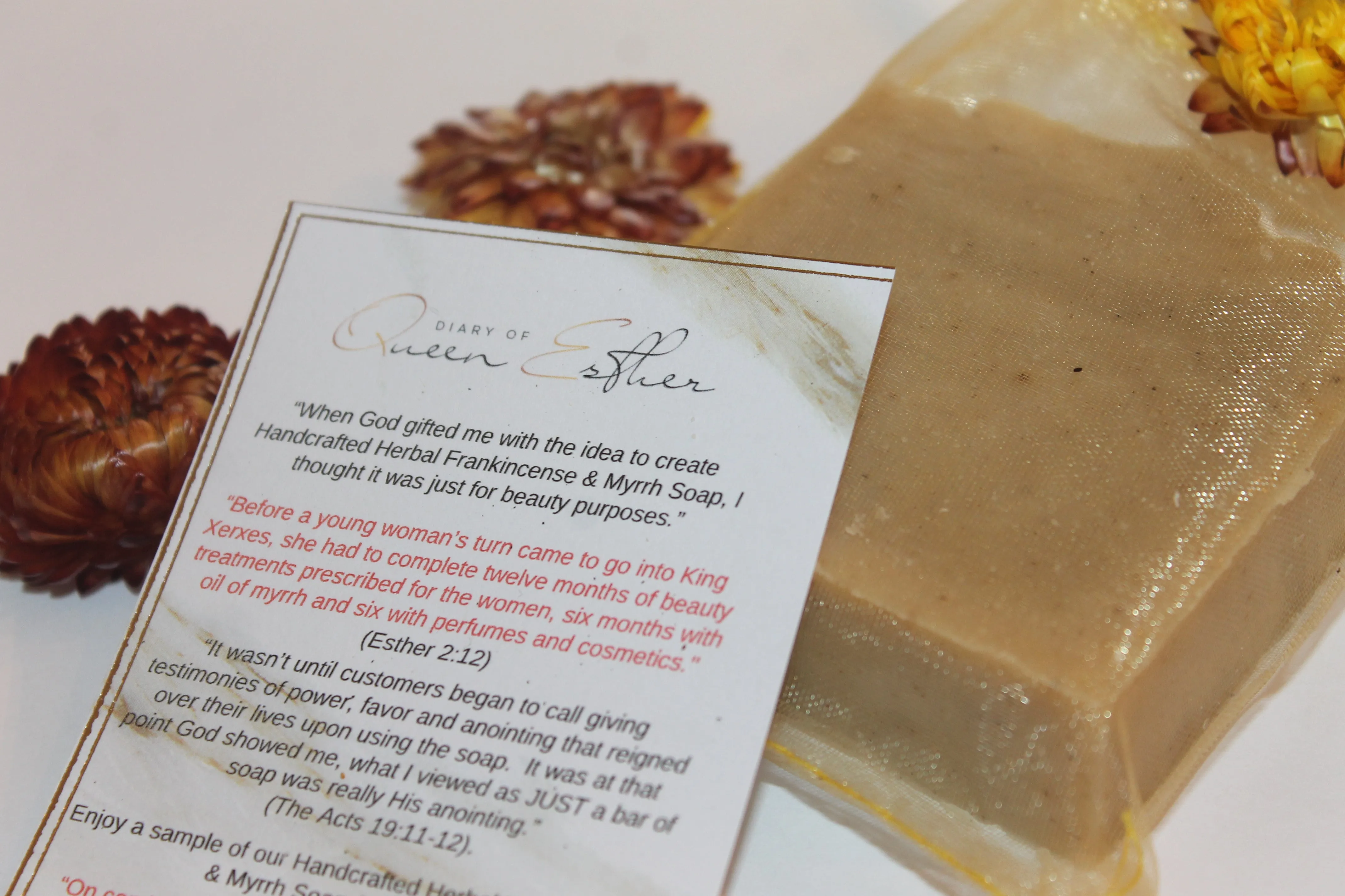 Esther's Handcrafted Herbal Frankincense & Myrrh (Favor) Bar