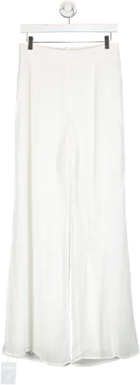 Fashion Nova White Wide-Leg Trousers Size UK M