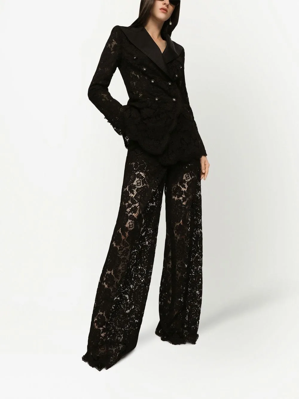 Floral Lace Tailored Pants