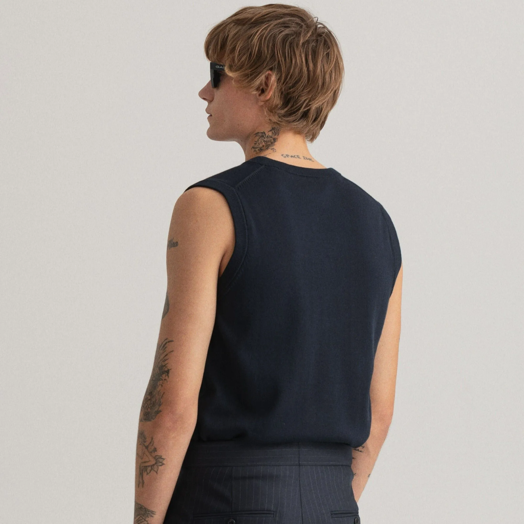 GANT Classic Cotton Sweater Vest Evening Blue