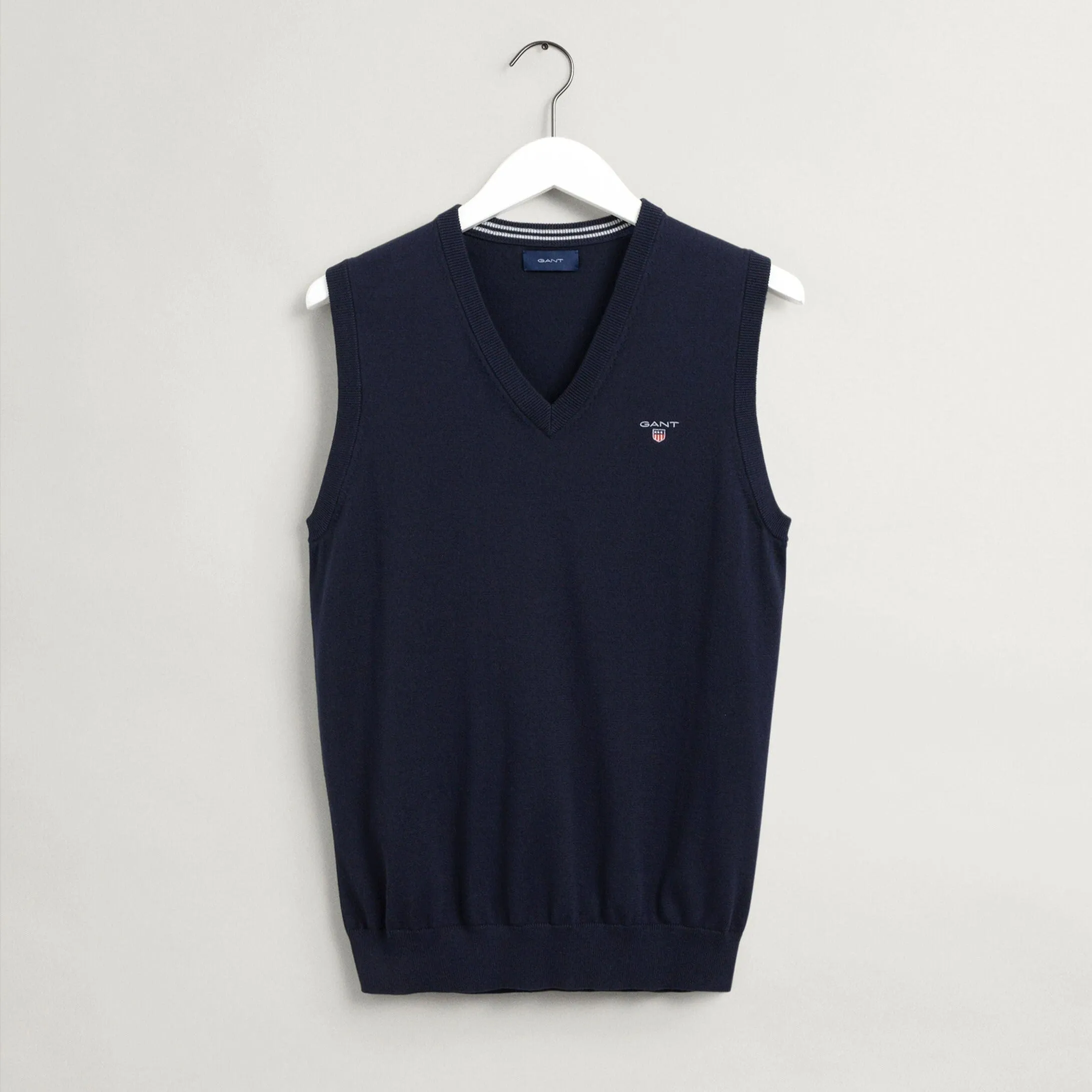 GANT Classic Cotton Sweater Vest Evening Blue