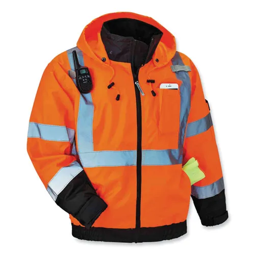 Glowear 8379 Class 3 Hi-vis Fleece Lined Bomber Jacket, Orange, 4x-large, Ships In 1-3 Business Days