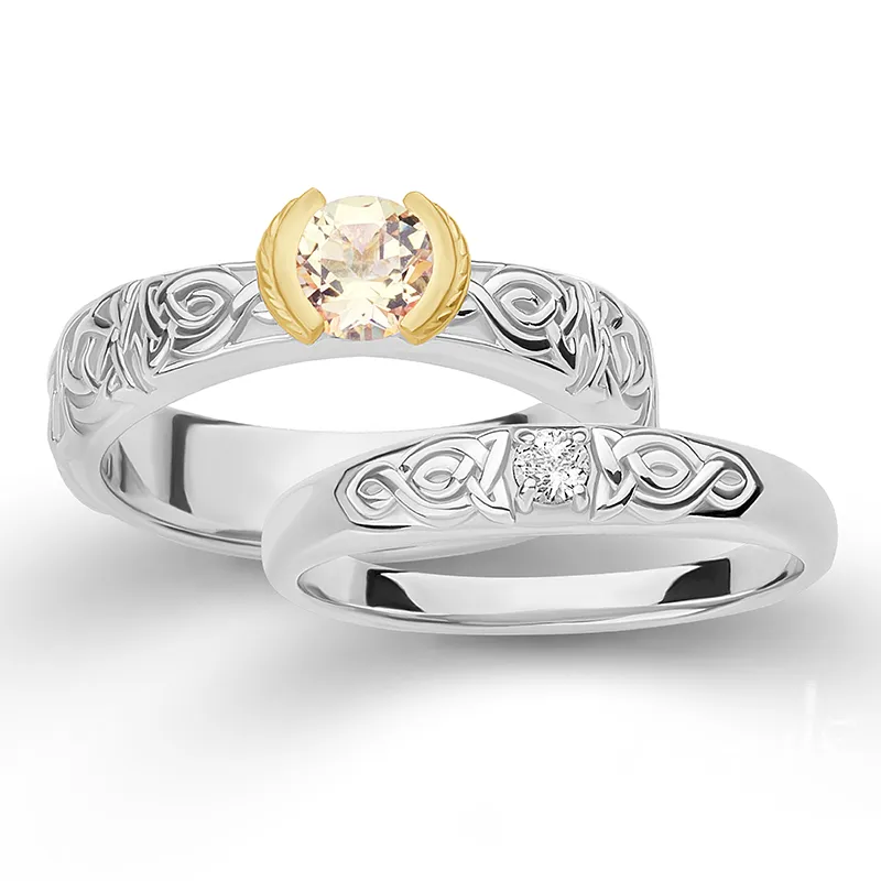 Handcrafted Celtic Braid Gemmed Band - Gold