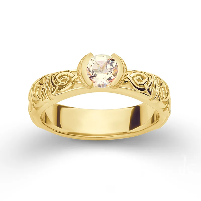Handcrafted Celtic Braid Gemmed Band - Gold