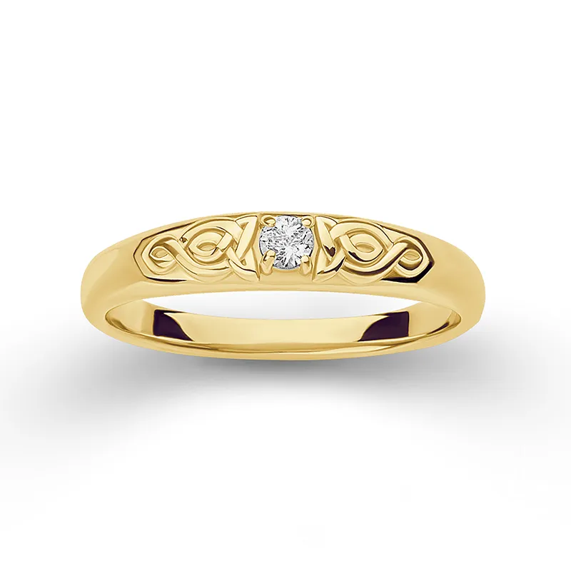 Handcrafted Celtic Braid Gemmed Band - Gold