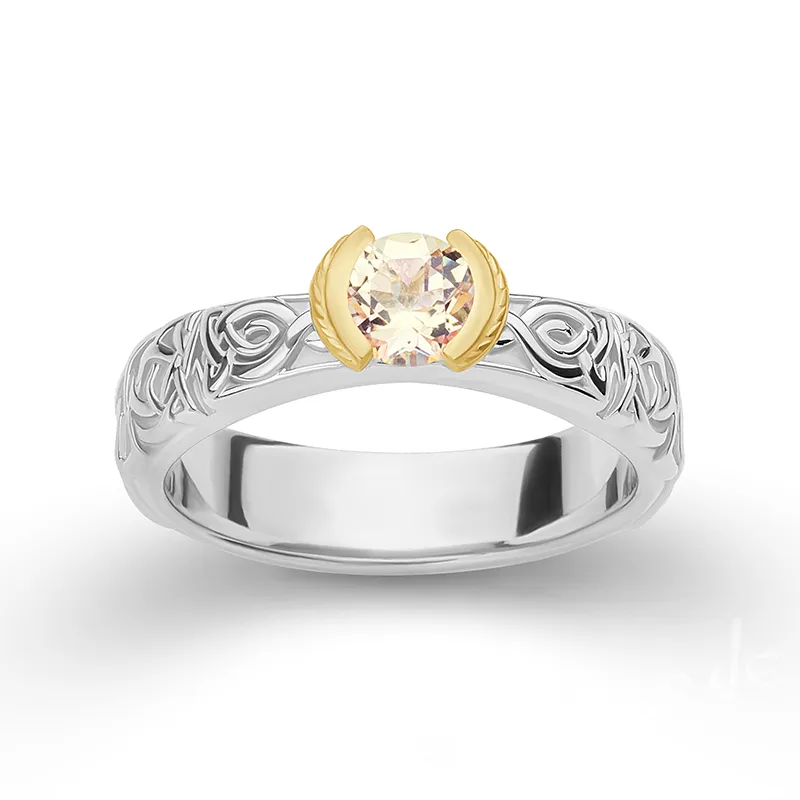 Handcrafted Celtic Braid Gemmed Band - Gold