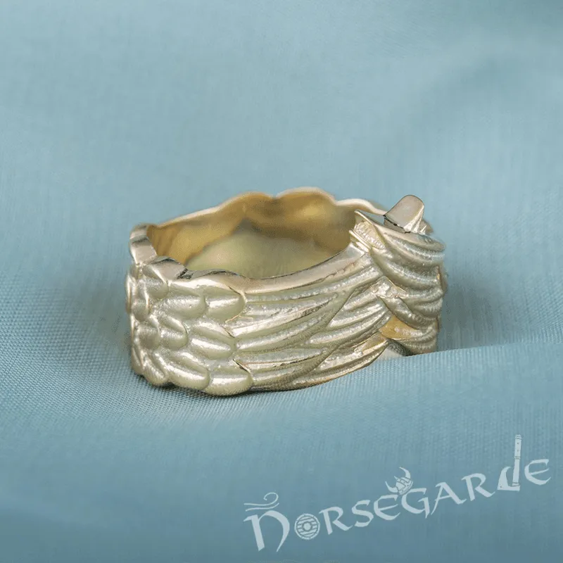 Handcrafted Raven Wing Ring - Gold