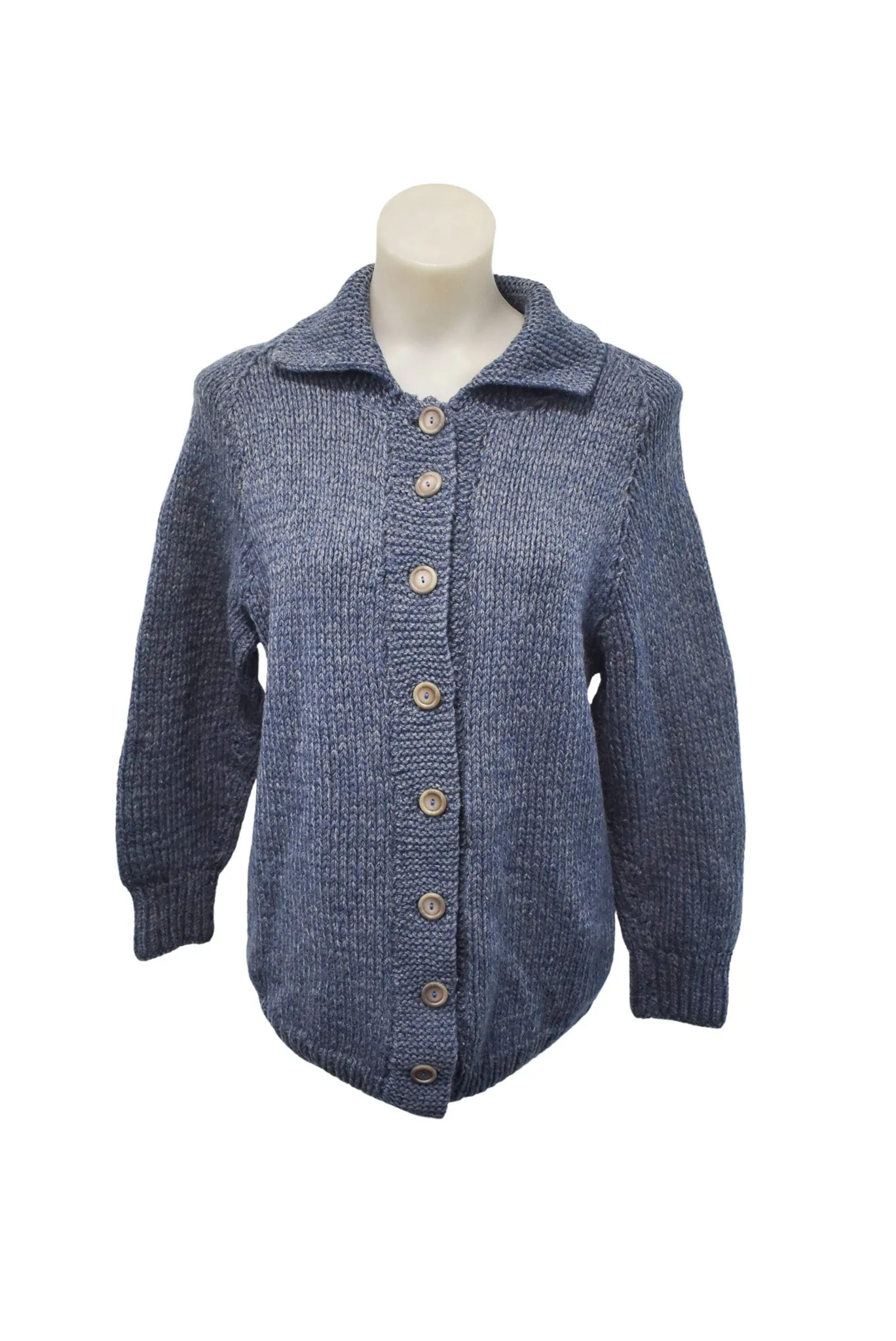 Handknit wool cardigan, S/M
