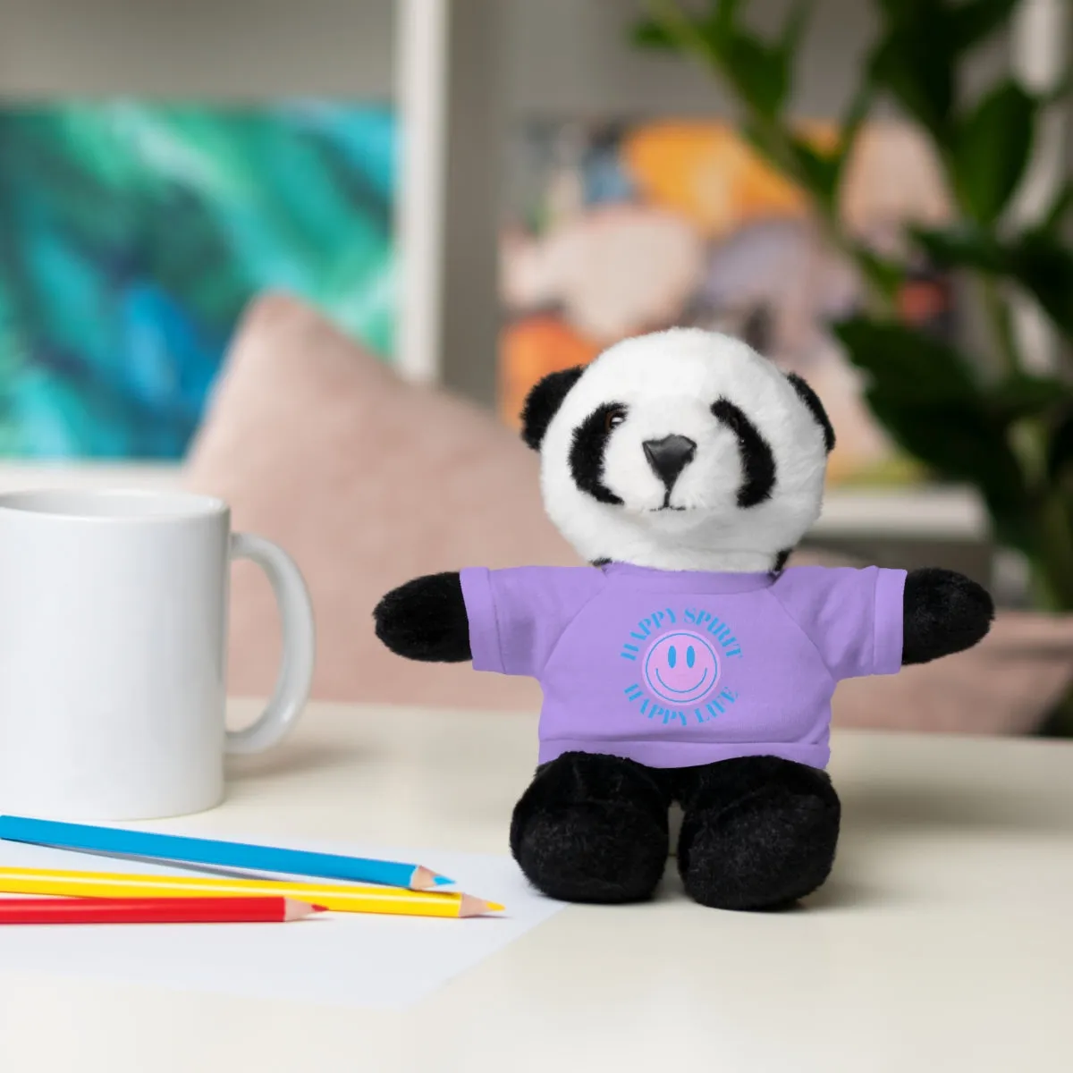 Happy Spirit Happy Life Stuffie, Stuffy, Stuffed Animals with Tee, Happy Mind Gift, Inspo , Love Toy Panda, Bear, Bunny, Jaguar, She