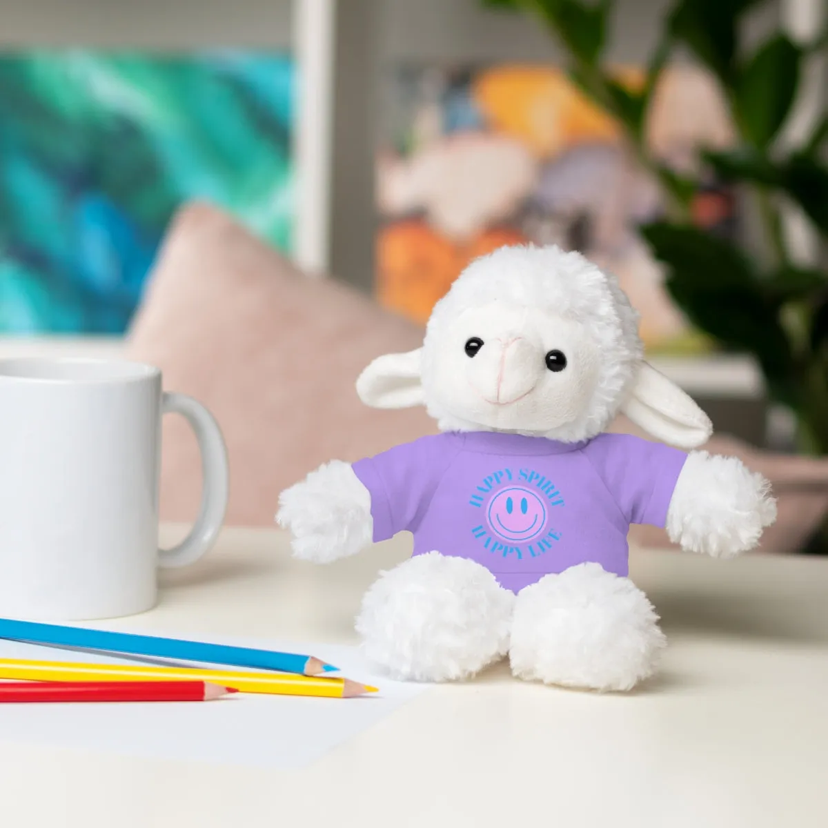 Happy Spirit Happy Life Stuffie, Stuffy, Stuffed Animals with Tee, Happy Mind Gift, Inspo , Love Toy Panda, Bear, Bunny, Jaguar, She