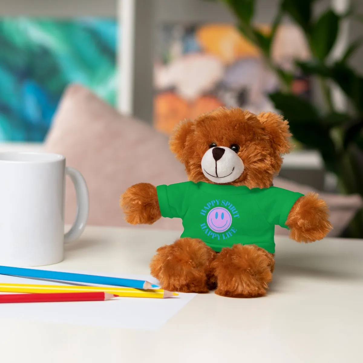 Happy Spirit Happy Life Stuffie, Stuffy, Stuffed Animals with Tee, Happy Mind Gift, Inspo , Love Toy Panda, Bear, Bunny, Jaguar, She