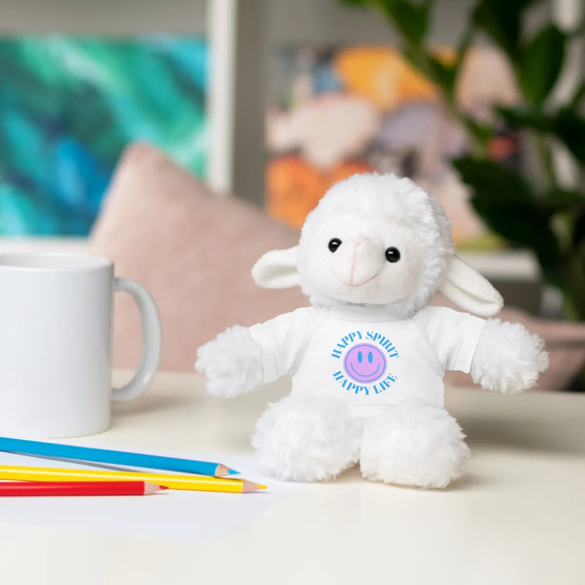 Happy Spirit Happy Life Stuffie, Stuffy, Stuffed Animals with Tee, Happy Mind Gift, Inspo , Love Toy Panda, Bear, Bunny, Jaguar, She
