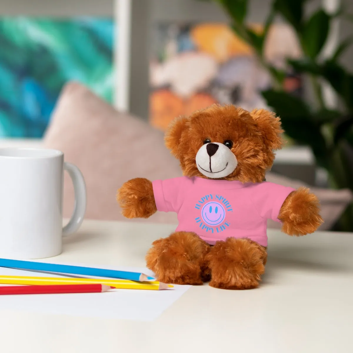 Happy Spirit Happy Life Stuffie, Stuffy, Stuffed Animals with Tee, Happy Mind Gift, Inspo , Love Toy Panda, Bear, Bunny, Jaguar, She
