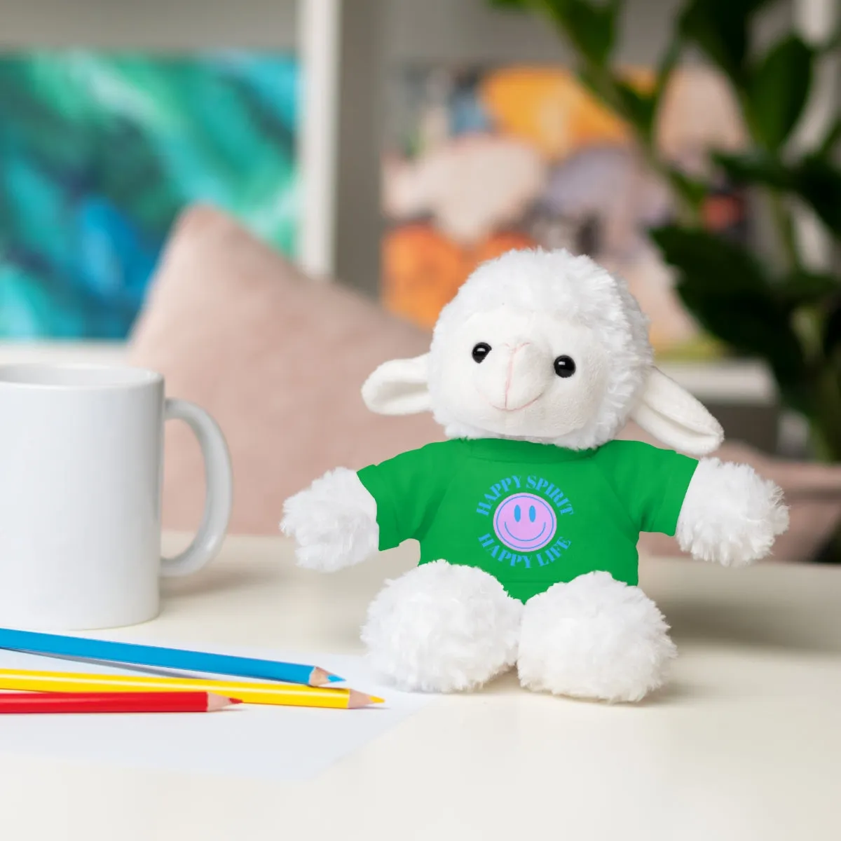 Happy Spirit Happy Life Stuffie, Stuffy, Stuffed Animals with Tee, Happy Mind Gift, Inspo , Love Toy Panda, Bear, Bunny, Jaguar, She