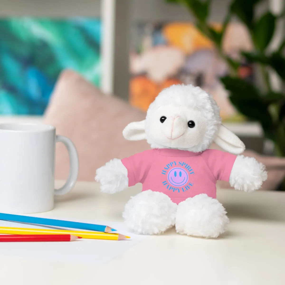Happy Spirit Happy Life Stuffie, Stuffy, Stuffed Animals with Tee, Happy Mind Gift, Inspo , Love Toy Panda, Bear, Bunny, Jaguar, She