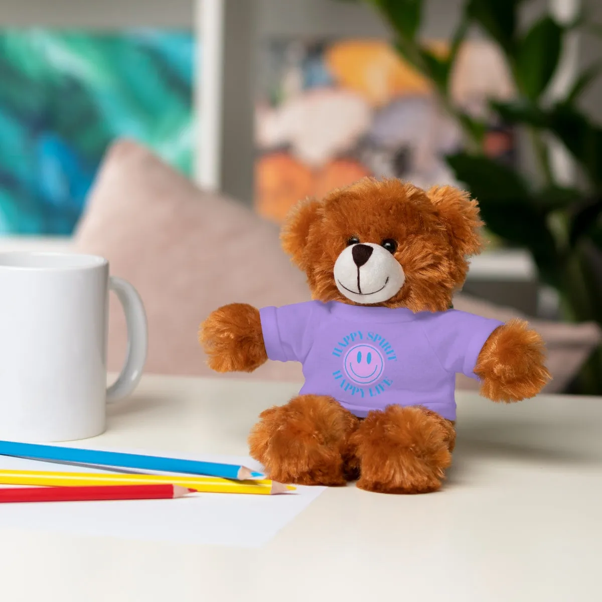 Happy Spirit Happy Life Stuffie, Stuffy, Stuffed Animals with Tee, Happy Mind Gift, Inspo , Love Toy Panda, Bear, Bunny, Jaguar, She