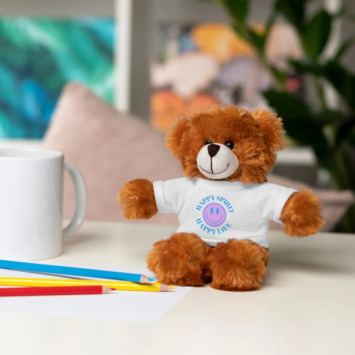 Happy Spirit Happy Life Stuffie, Stuffy, Stuffed Animals with Tee, Happy Mind Gift, Inspo , Love Toy Panda, Bear, Bunny, Jaguar, She