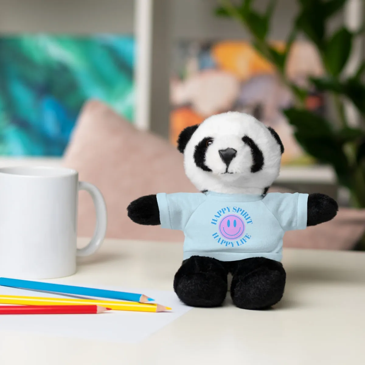 Happy Spirit Happy Life Stuffie, Stuffy, Stuffed Animals with Tee, Happy Mind Gift, Inspo , Love Toy Panda, Bear, Bunny, Jaguar, She